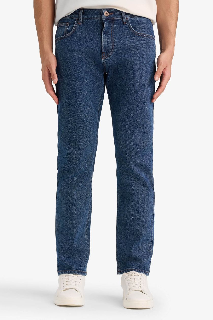 رجال أزرق غامق بنطرون جينز سيرجيو قصة عادية وخصر عادي