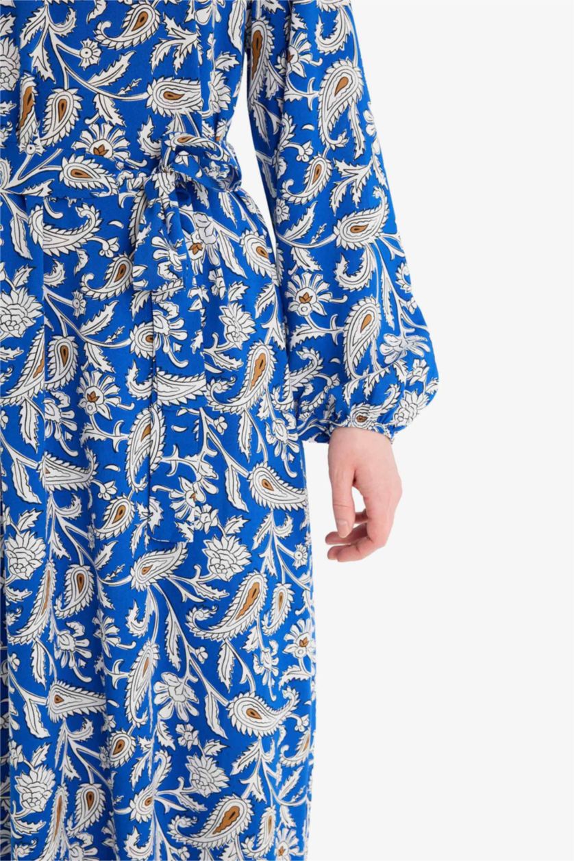 Woman Royal Regular Fit Crew Neck Printed Dress