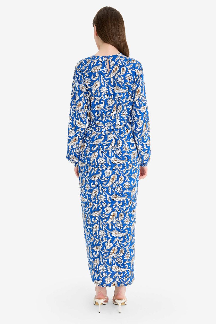 Woman Royal Regular Fit Crew Neck Printed Dress