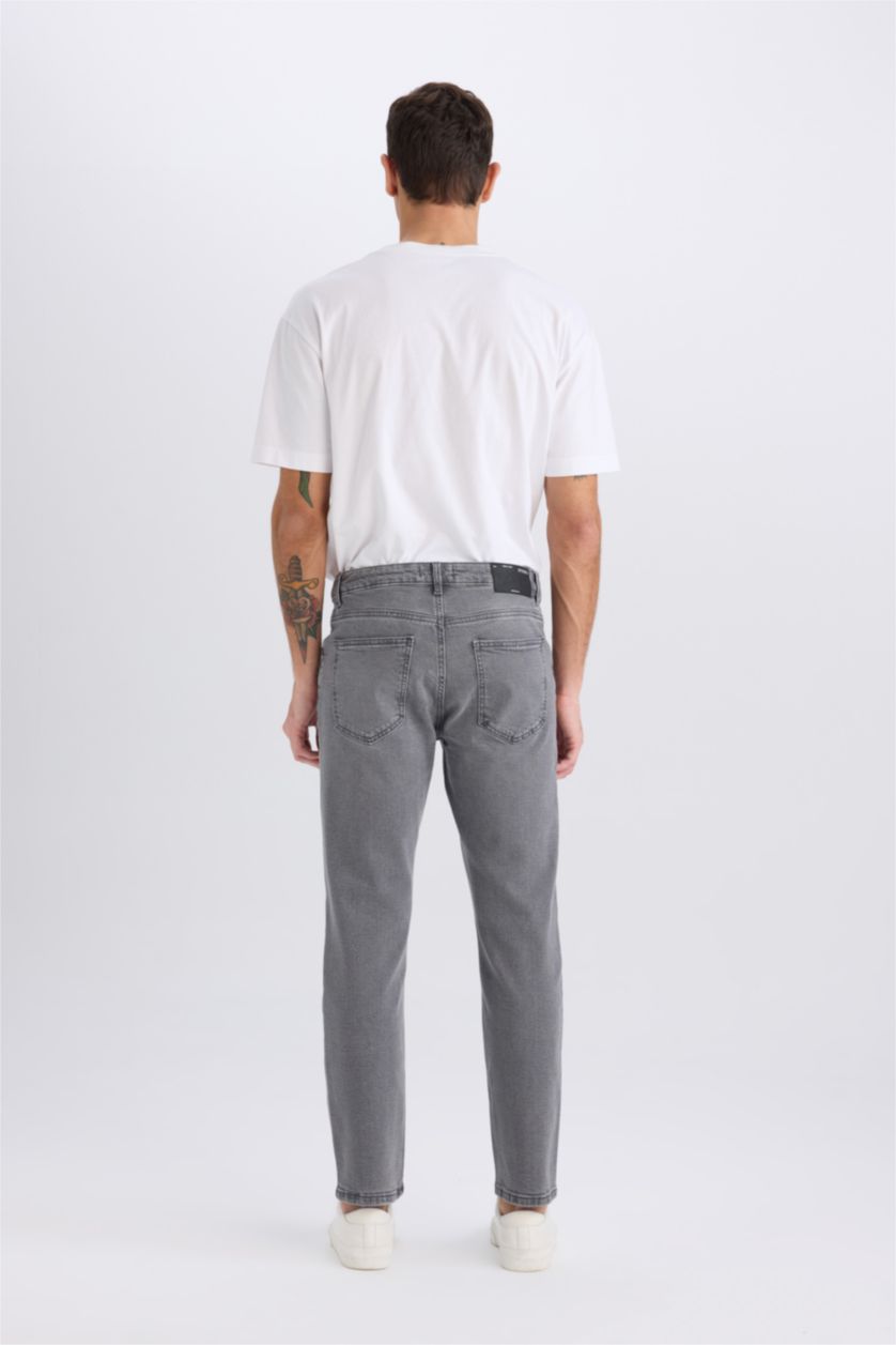 Erkek Gri Sergio Regular Fit Normal Kalıp Normal Bel Boru Paça Jean Pantolon