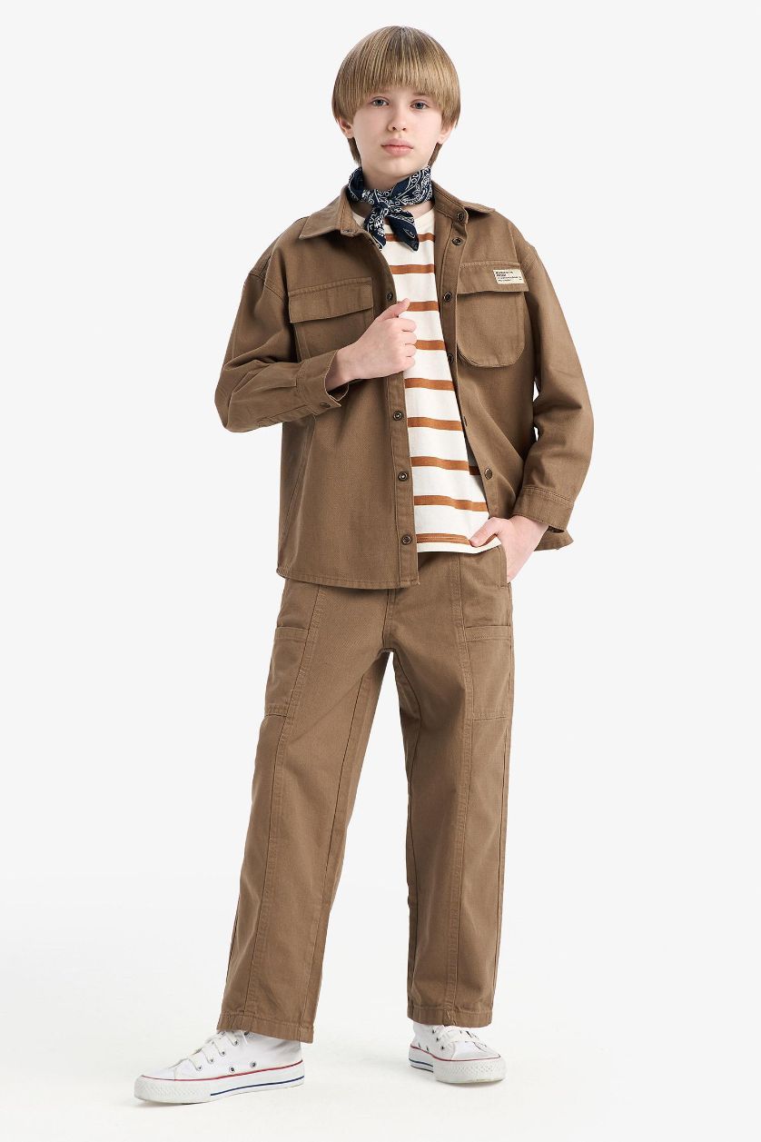 أولادي بيج غامق قميص بولو اولادي كم طويل جبردين اوفر سايز