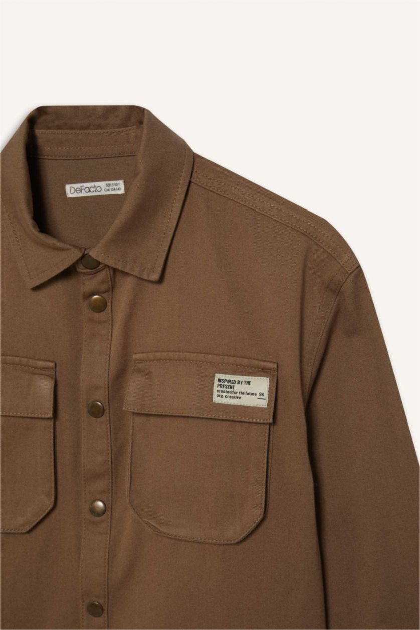 أولادي بيج غامق قميص بولو اولادي كم طويل جبردين اوفر سايز