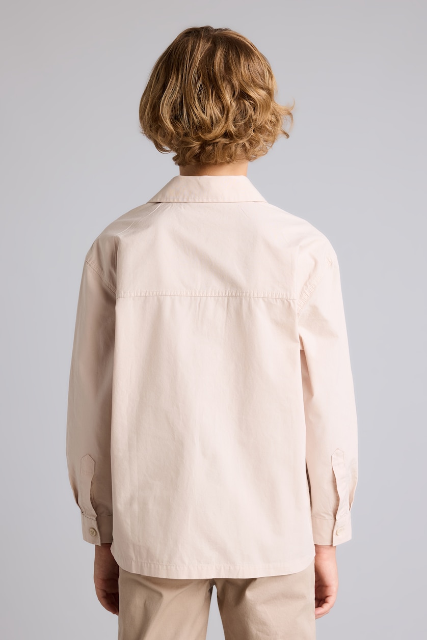 Boys & Teens Light Beige Boy Oversize Polo Collar Parachute Shirt
