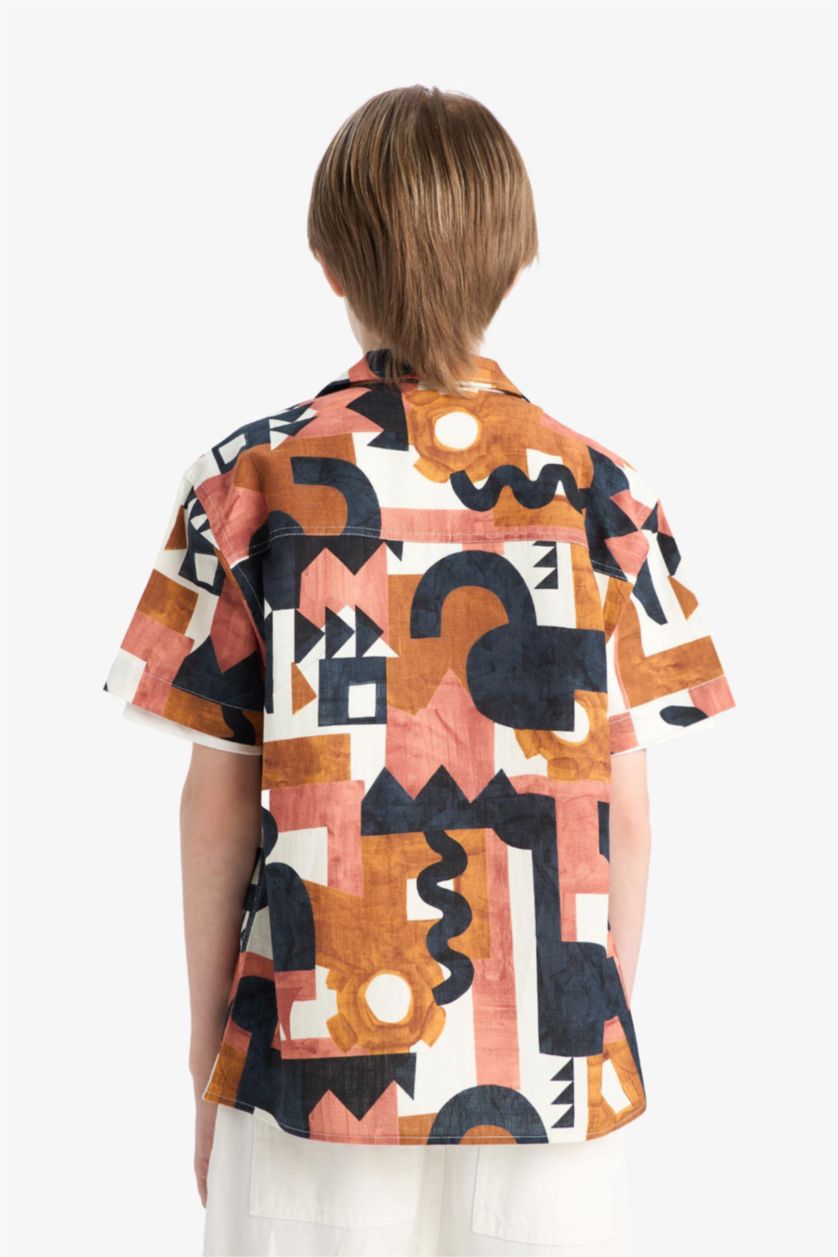Boys & Teens Ecru Boy Oversize Patterned Shirt