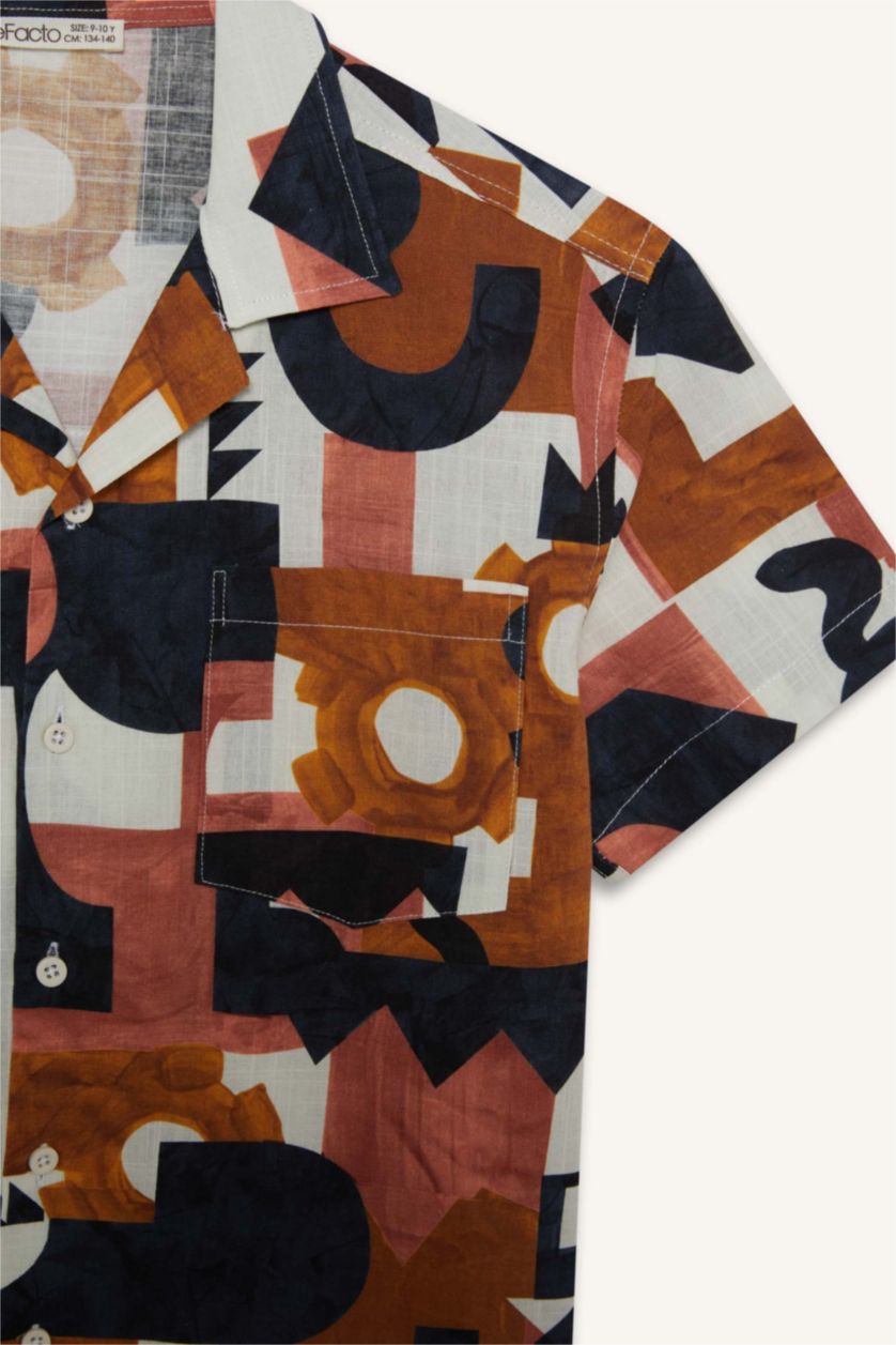 Boys & Teens Ecru Boy Oversize Patterned Shirt