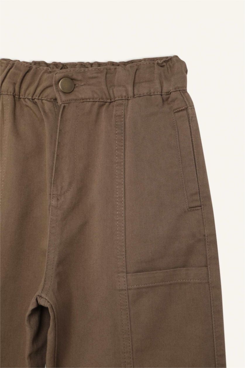 Erkek Çocuk - Genç Erkek Koyu Bej %100 Pamuklu Loose Fit Pantolon Erkek Çocuk