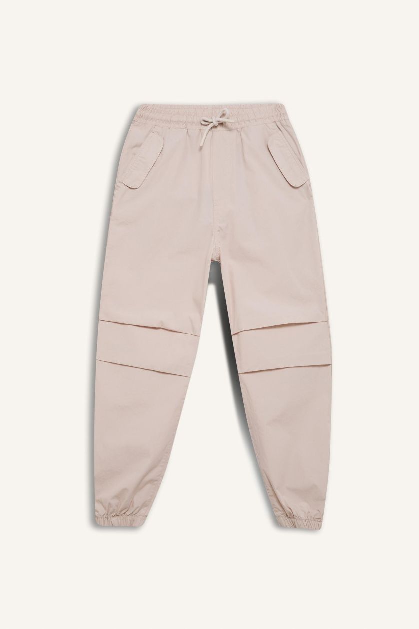 Erkek Çocuk - Genç Erkek Açık Bej Jogger Fit Standart Paça Paraşüt Pantolon Erkek Çocuk