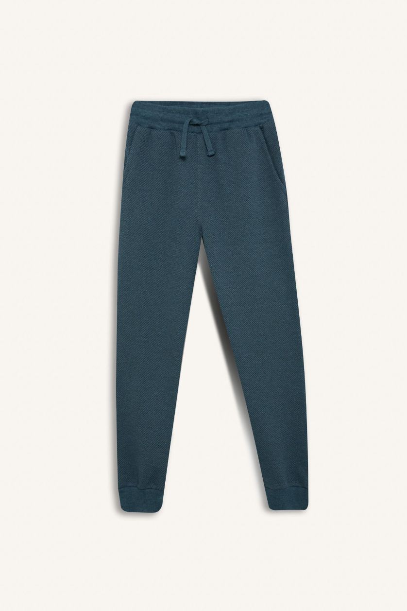 Erkek Çocuk - Genç Erkek Petrol Melanj 2'li Takım Baskılı Sweatshirt Beli Lastikli Eşofman Altı Erkek Çocuk