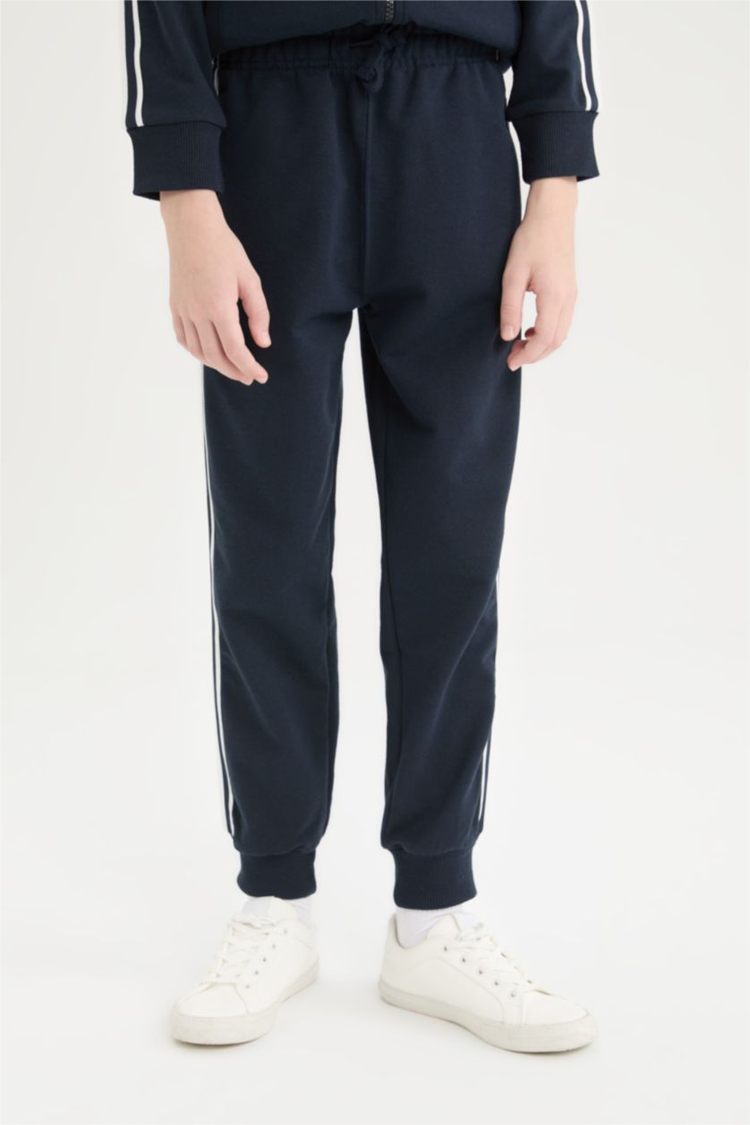 Erkek Çocuk - Genç Erkek Lacivert Erkek Çocuk 2'li Takım Kolej Yaka Fermuarlı Bomber Ceket Beli Lastikli Eşofman Altı