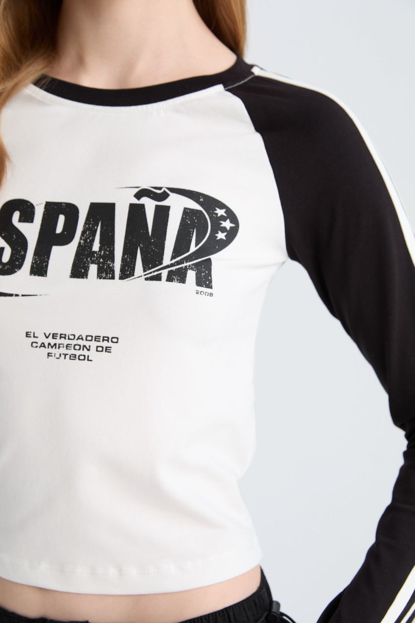 Woman Black Slim Fit Camisole Long Sleeve T-Shirt