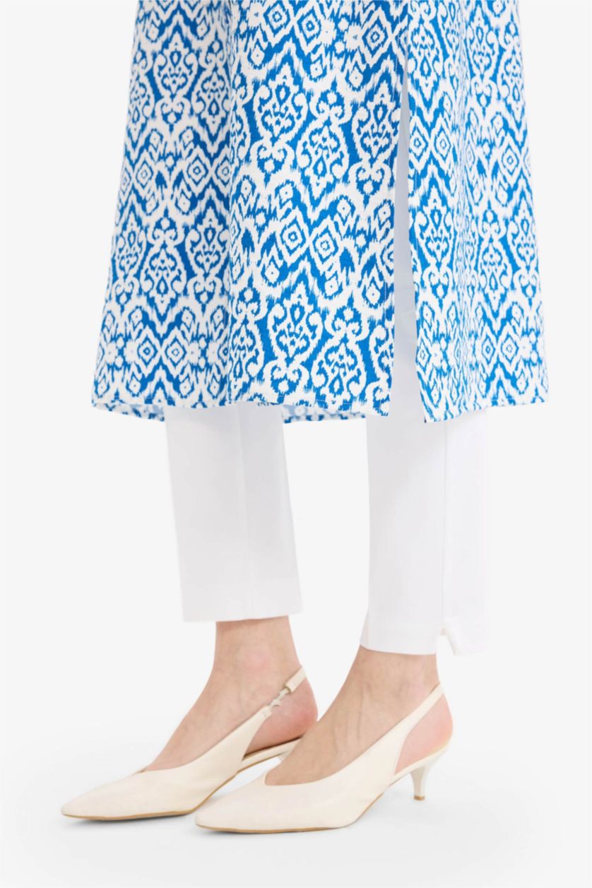 Woman Blue Regular Fit Printed Long Sleeve Tunic