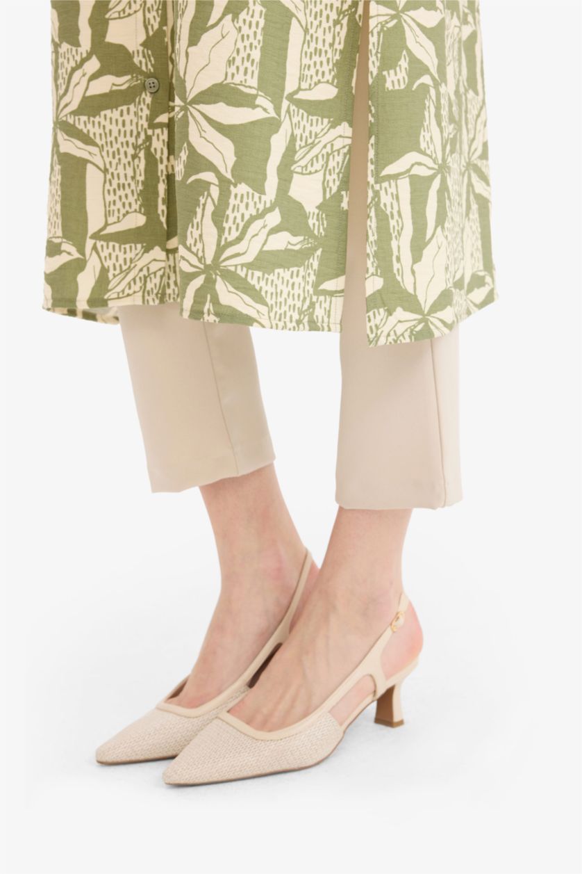 Woman Khaki Regular Fit Printed Long Sleeve Tunic