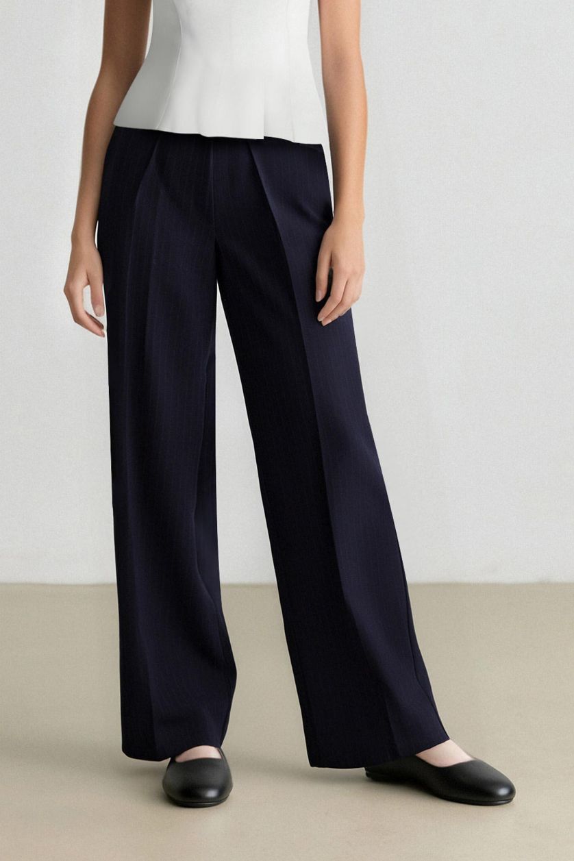WOMAN NAVY Sorbe x DeFacto Loose Straight Fit High Waist Wide Leg Trousers