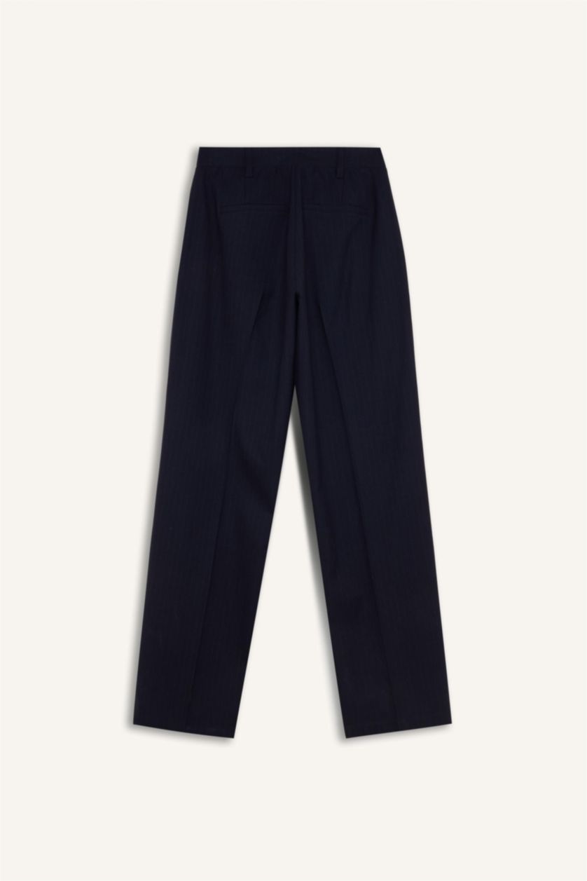 WOMAN NAVY Sorbe x DeFacto Loose Straight Fit High Waist Wide Leg Trousers