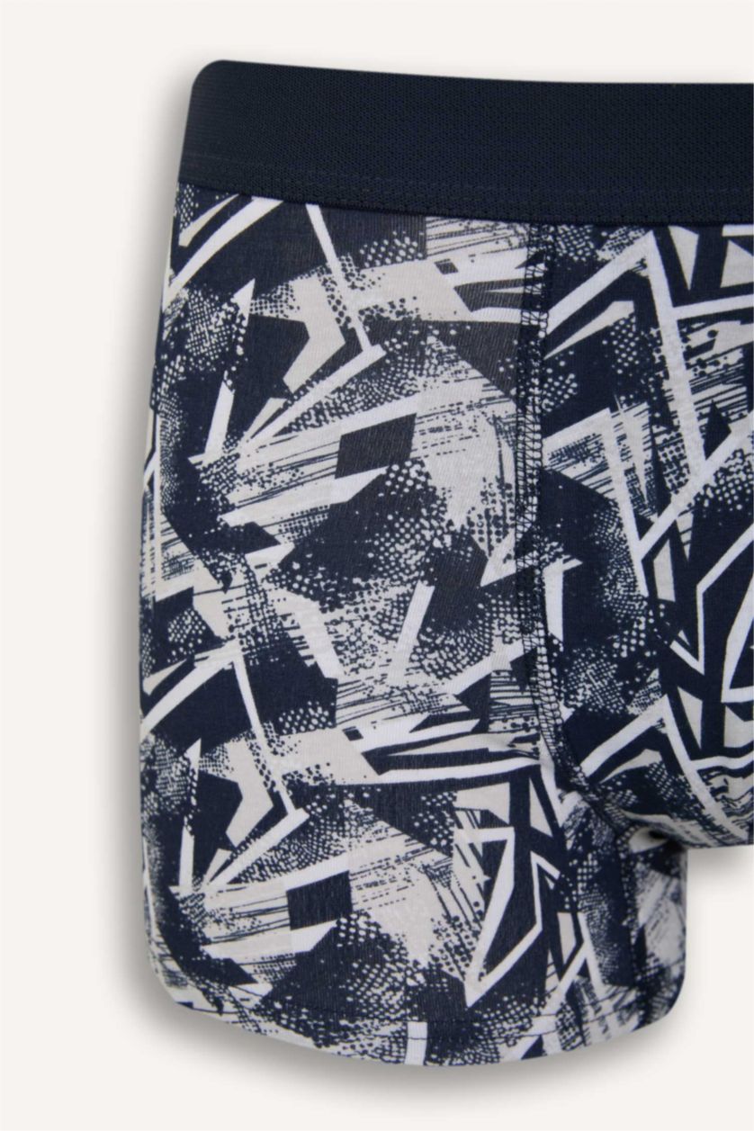 Erkek Lacivert Regular Fit Baskılı 3'lü Boxer