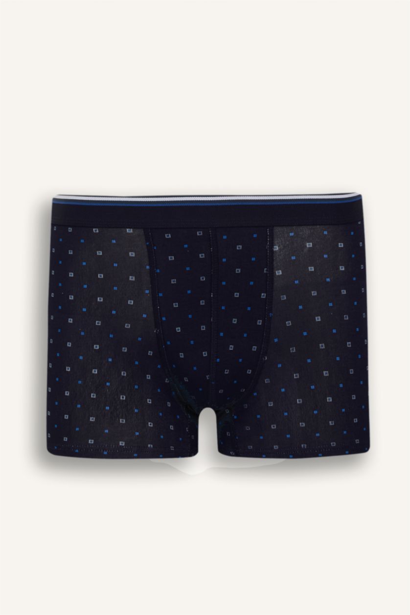 Erkek Lacivert Regular Fit Baskılı 3'lü Boxer