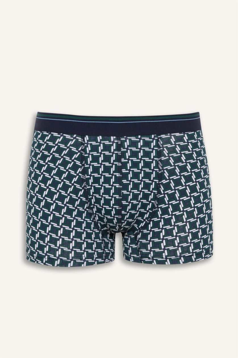 Erkek Lacivert Regular Fit Baskılı 3'lü Boxer