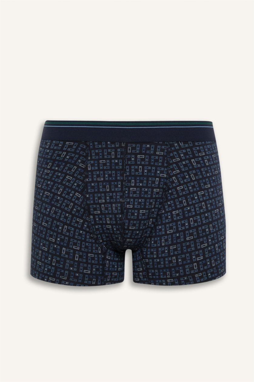 Erkek Lacivert Regular Fit Baskılı 3'lü Boxer