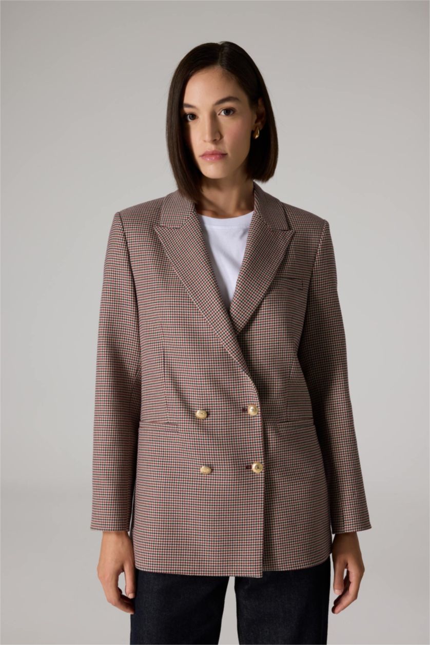 FEMME Bordeaux Veste Blazer à Coupe Régulière et à boutons