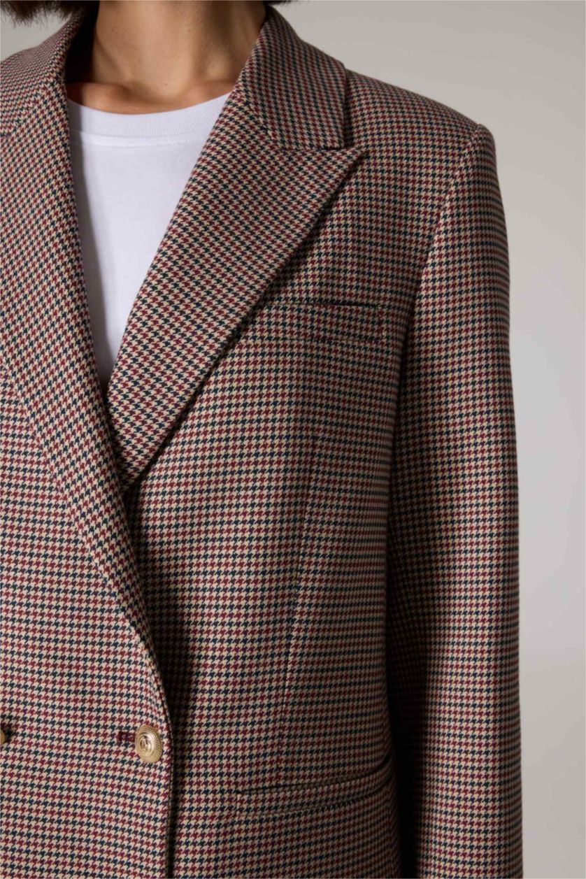 FEMME Bordeaux Veste Blazer à Coupe Régulière et à boutons