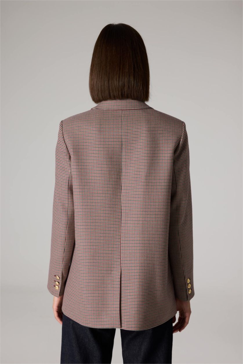 FEMME Bordeaux Veste Blazer à Coupe Régulière et à boutons