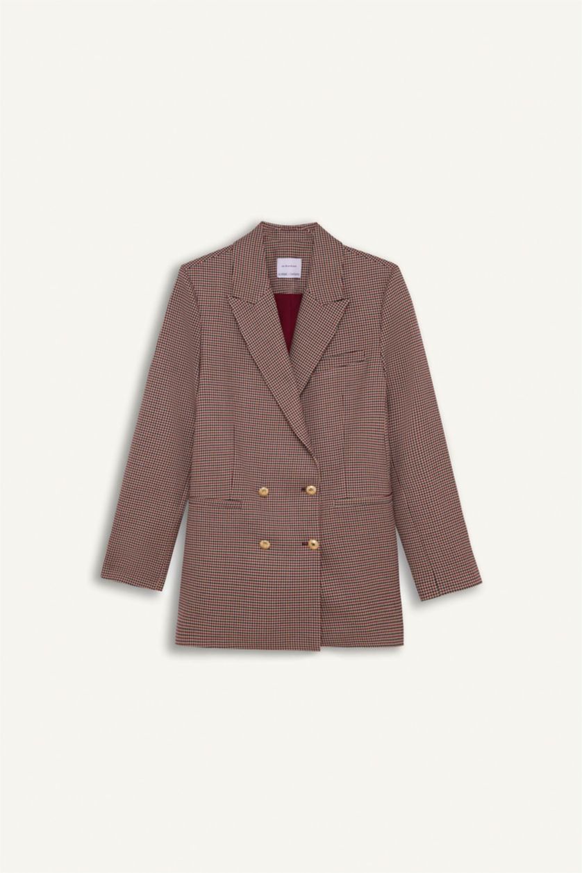 FEMME Bordeaux Veste Blazer à Coupe Régulière et à boutons