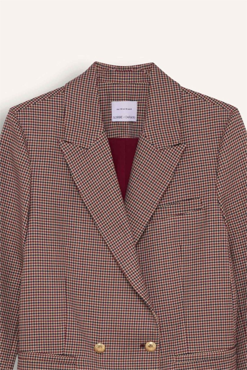 FEMME Bordeaux Veste Blazer à Coupe Régulière et à boutons