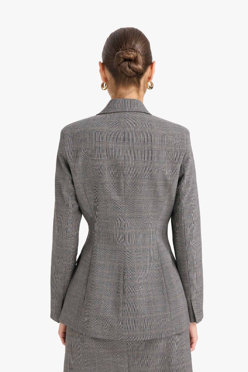 Kadın Açık Gri Regular Fit Düğmeli Blazer Ceket