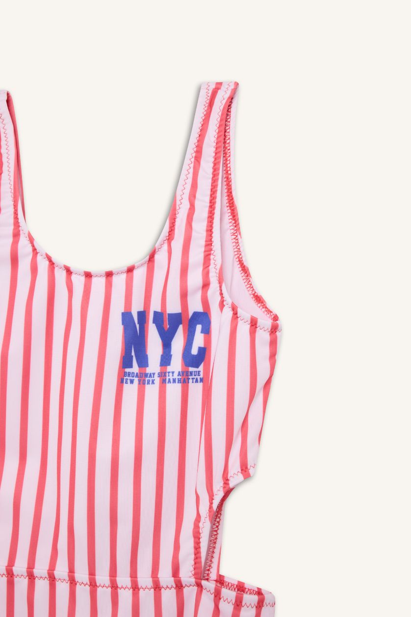 Kız Çocuk - Genç Kız Mercan Çizgili Mayo Kız Çocuk