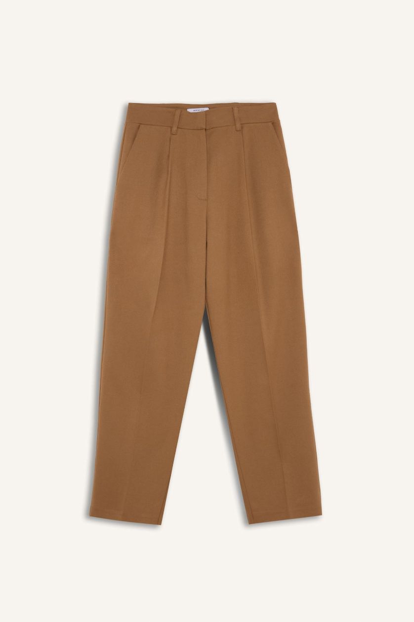 WOMAN Teak Sorbe x DeFacto Tapered Fit High Waist Straight Leg Trousers