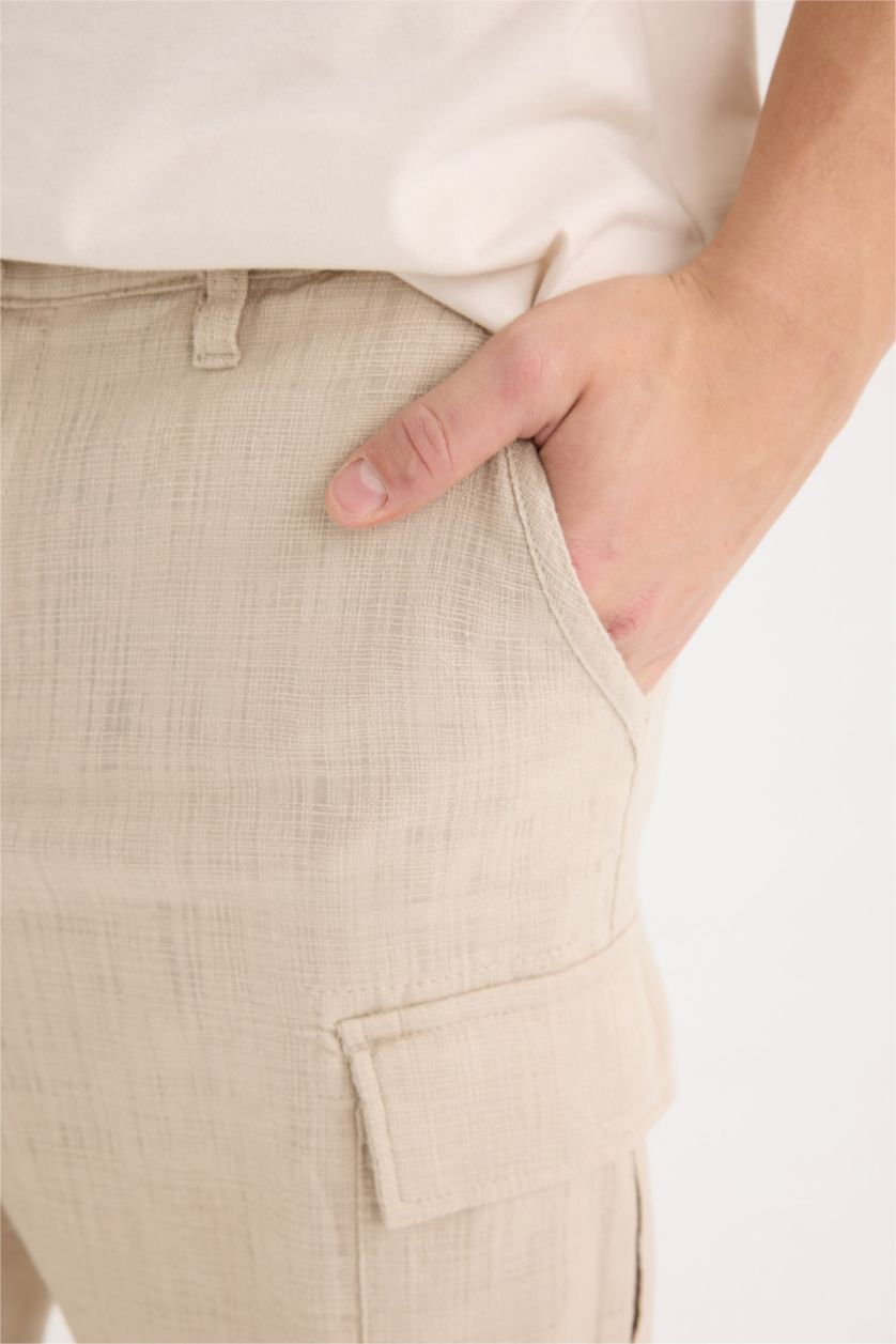 رجال بيج شورت برمودا كارجو من قطن بقصة عادية