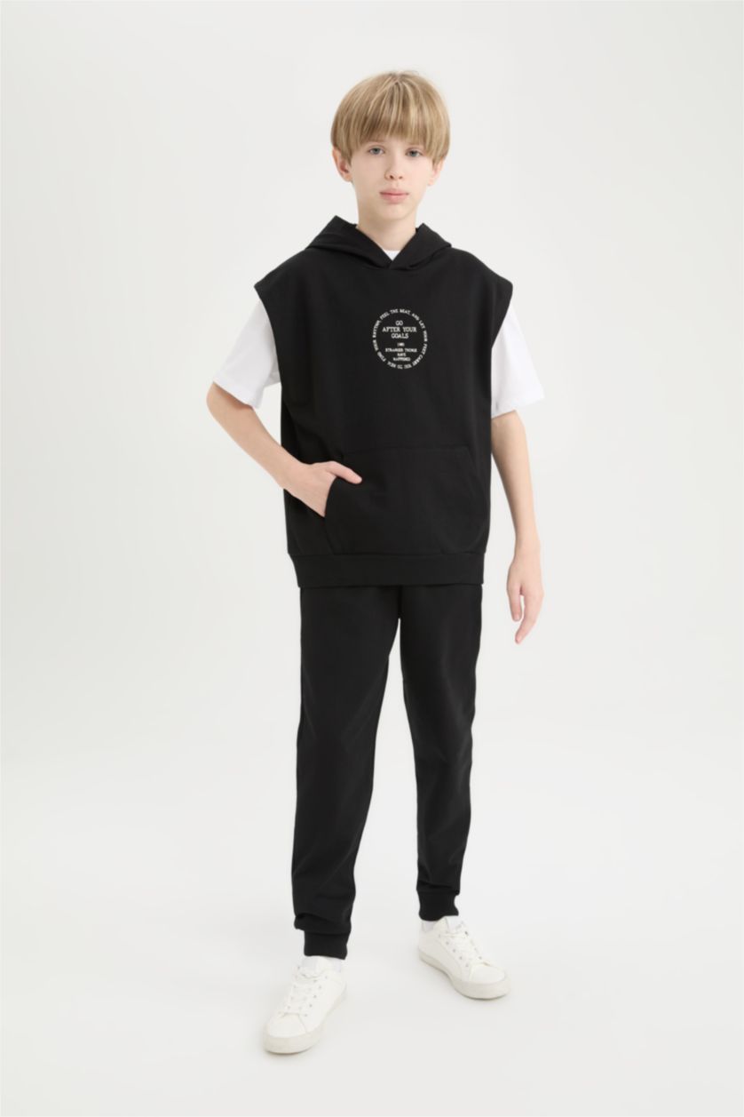 أولادي أسود طقم اولادي سويت شيرت تيشيرت وسويت بانتس - 3 قطع