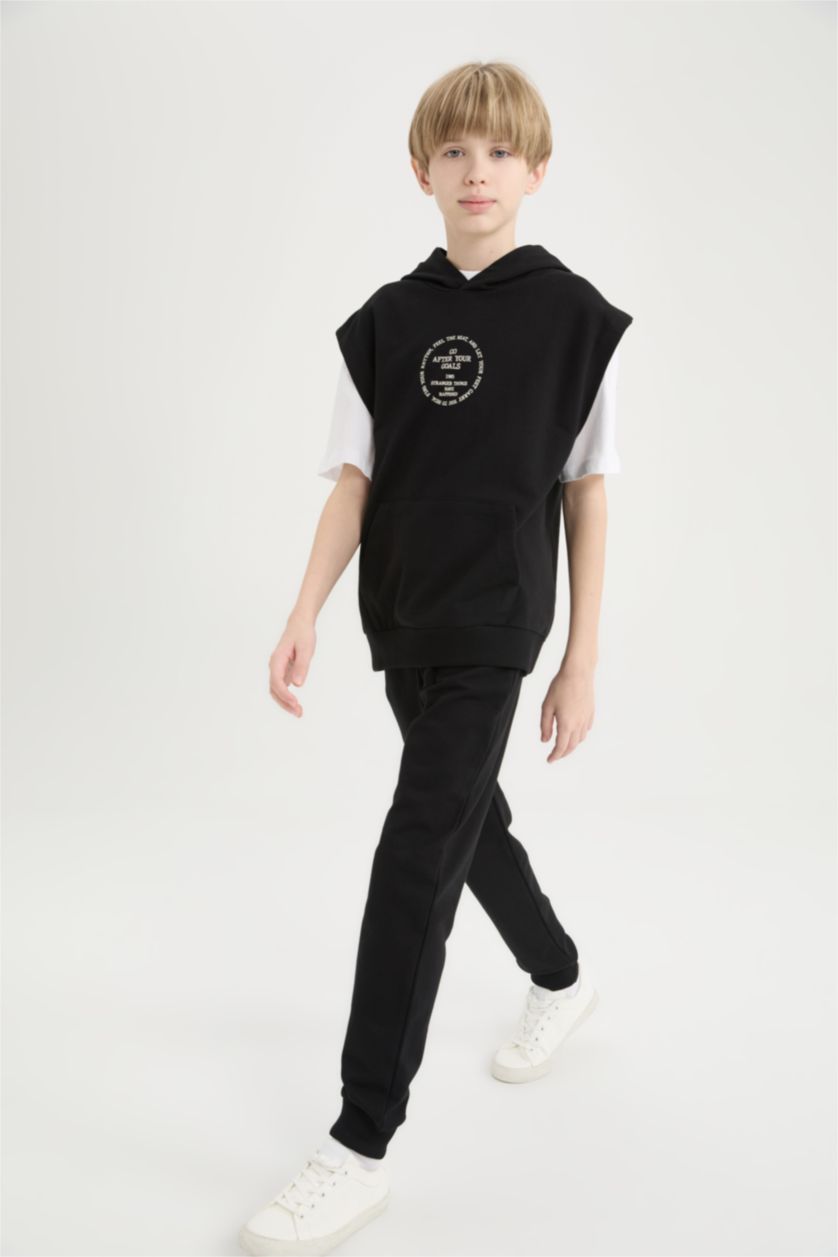 أولادي أسود طقم اولادي سويت شيرت تيشيرت وسويت بانتس - 3 قطع