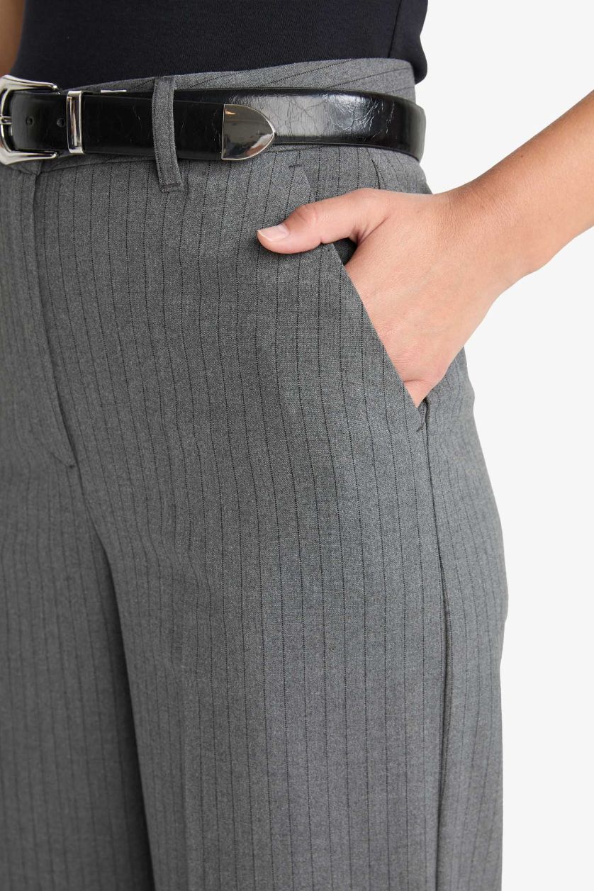 Kadın Antrasit Straıght Fıt Yüksek Bel Düz Paça Pantolon