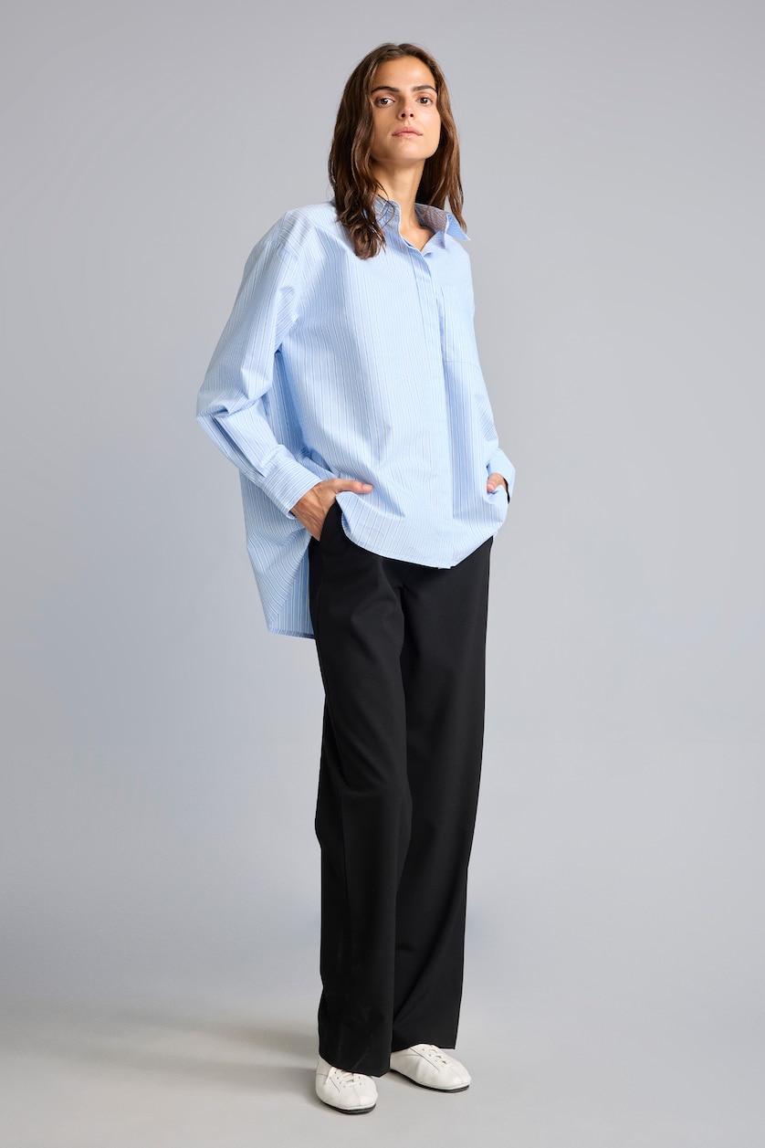 Kadın Siyah Straight Fit Rahat Düz Paça Pantolon