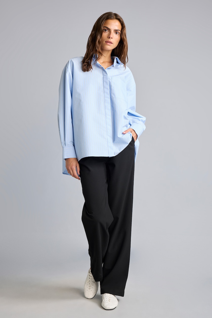 Kadın Siyah Straight Fit Rahat Düz Paça Pantolon