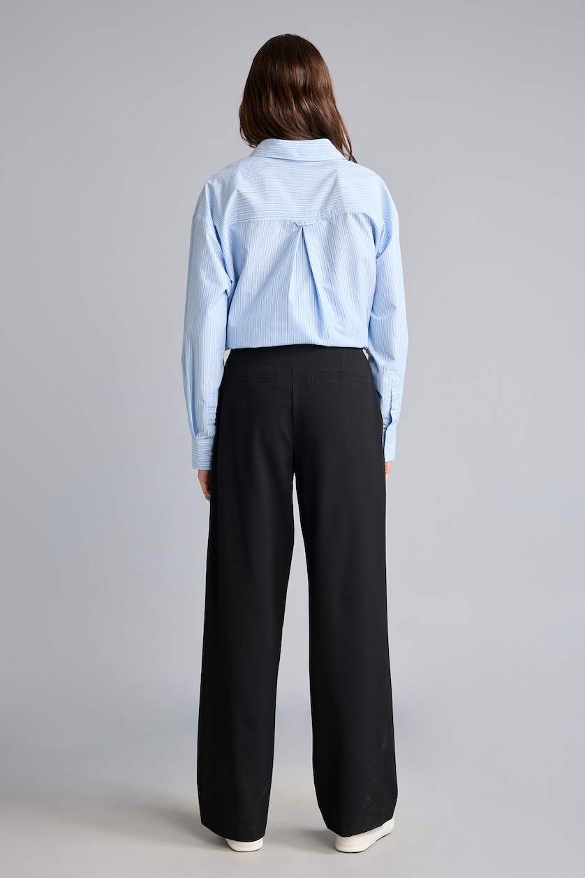 Kadın Siyah Straight Fit Rahat Düz Paça Pantolon