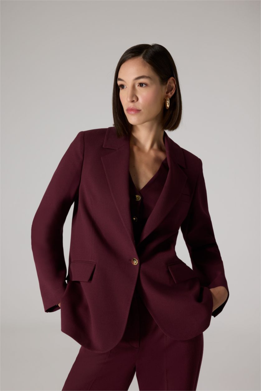 WOMAN Bordeaux Sorbe x DeFacto Regular Fit Jacket Collar Blazer Jacket