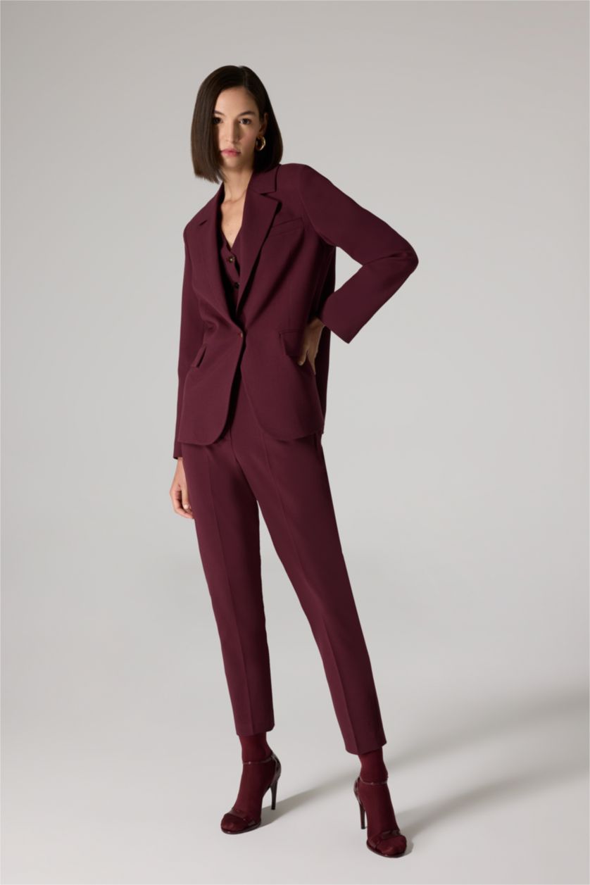 WOMAN Bordeaux Sorbe x DeFacto Regular Fit Jacket Collar Blazer Jacket
