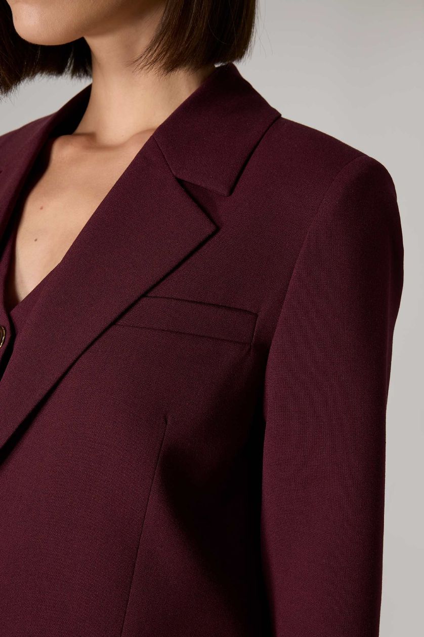 WOMAN Bordeaux Sorbe x DeFacto Regular Fit Jacket Collar Blazer Jacket
