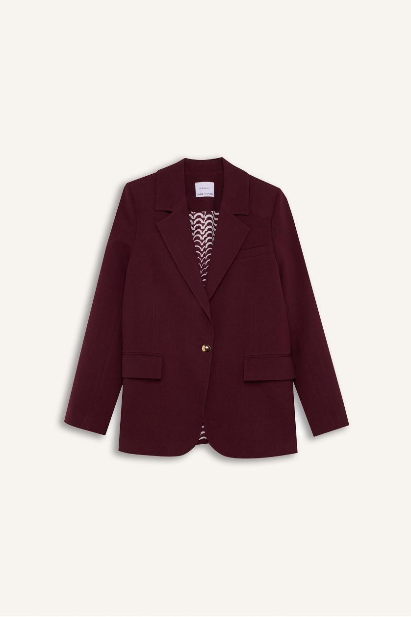 WOMAN Bordeaux Sorbe x DeFacto Regular Fit Jacket Collar Blazer Jacket
