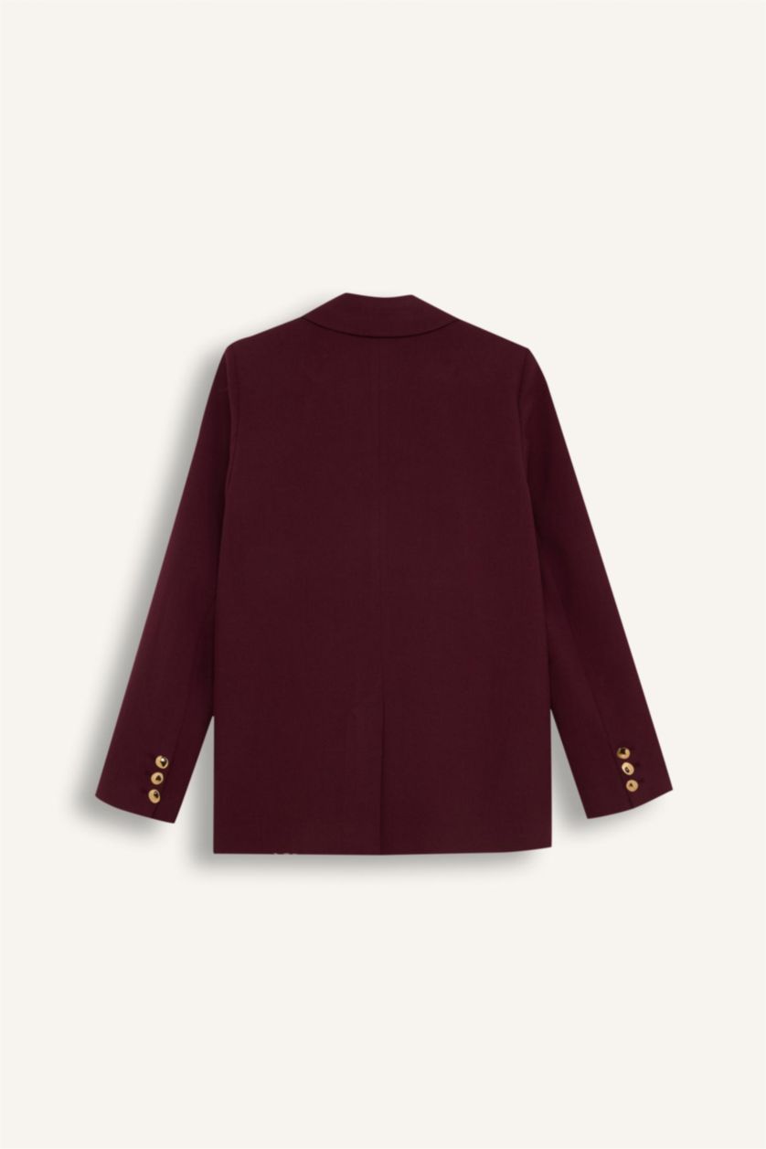 WOMAN Bordeaux Sorbe x DeFacto Regular Fit Jacket Collar Blazer Jacket