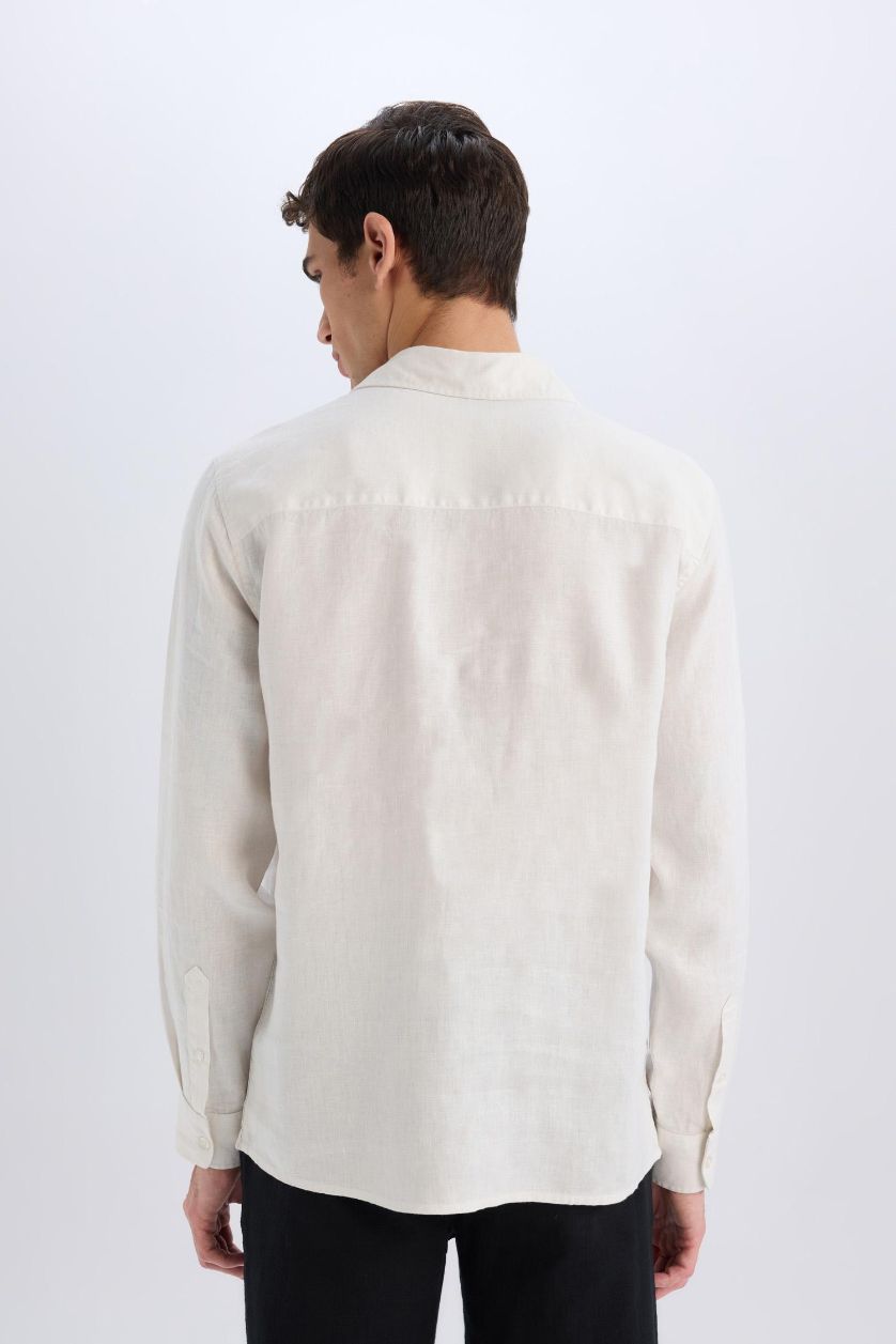 HOMME Blanc Chemise en lin à manches courtes Coupe régulière
