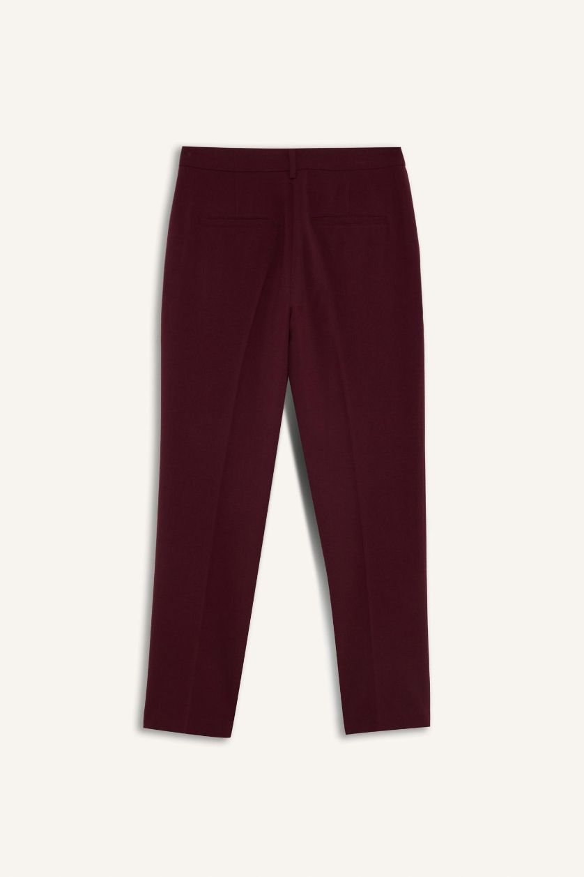 Kadın Bordo Sorbe x DeFacto Carrot Fit Pantolon Havuç Kesim Normal Bel Düz Paça Cepli