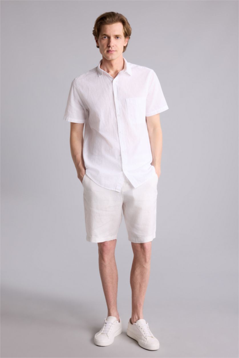 رجالي اوف وايت برمودا كتان قصة عادية