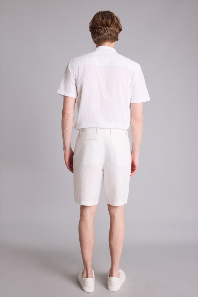 رجالي اوف وايت برمودا كتان قصة عادية