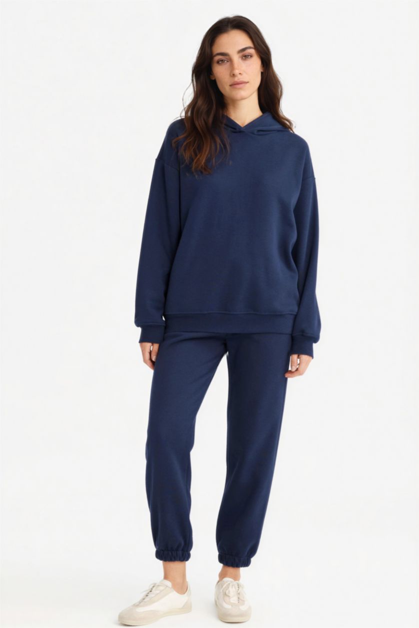 WOMAN NAVY Relax Fit Basic Thick Hoodie
