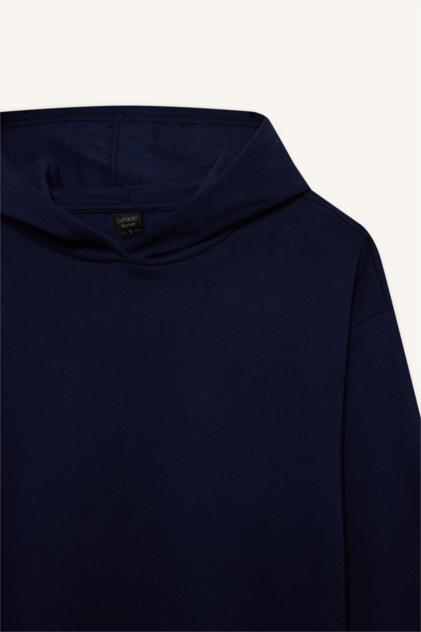 WOMAN NAVY Relax Fit Basic Thick Hoodie
