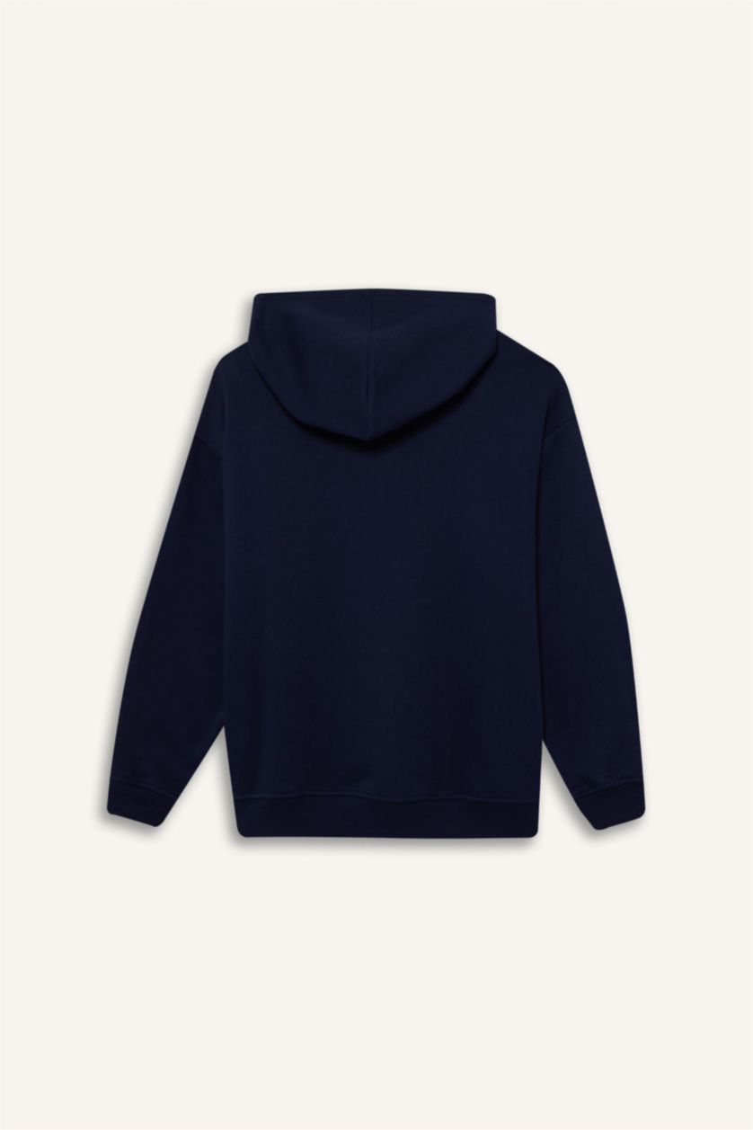WOMAN NAVY Relax Fit Basic Thick Hoodie