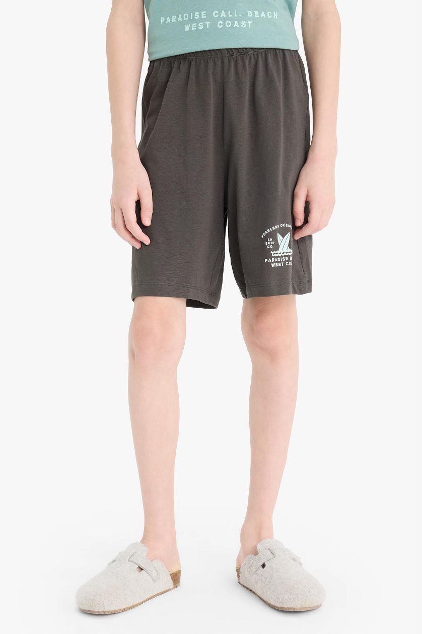 أولاد أخضر طقم بيجاما أولاد تيشيرت و شورت بخصر مطاطي - قطعتين